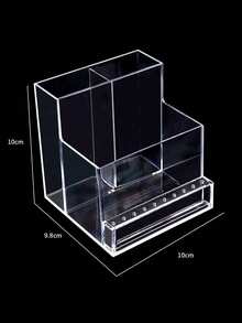 1pc Clear Plastic Nail Drill Bit Storage Box Organizer Holder For Nail Files Buffers Manicure Tools Desk Storage - Clear - View 3