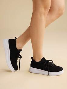 CUCCOO EASI Women's Casual Thick Sole Sneakers, Versatile For Daily Wear - Black - View 7