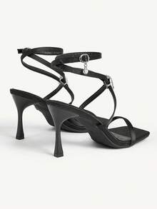 CUCCOO CHICEST Women's Fashion Square Toe High Heel Sandals - Black - View 4