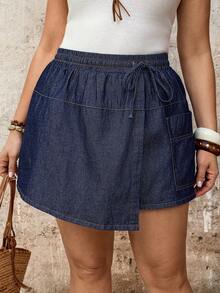 EMERY ROSE Mature Denim Quần short denim buộc dây đơn giản, cỡ lớn, thích hợp mặc hàng ngày cho nữ, mùa hè, lễ hội, tiệc tùng, đám cưới, thanh lịch, thường ngày, kỳ nghỉ, công sở, mùa hè lãng mạn/dạ hội/trang trọng/sinh nhật/thập niên 90/công sở thường ngày/thanh lịch/phong cách miền Tây/đi chơi/thời trang/thường ngày/Y2K/club/văn phòng/cocktail/cổ điển/ôm sát/lễ hội nhạc rave/vui nhộn/sang trọng/giàu có lâu đời/thời trang đường phố/kỳ nghỉ/buổi hòa nhạc đồng quê/công sở/kín đáo - Màu xanh lam - Xem 8