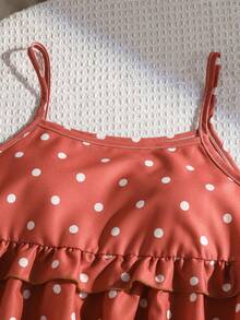 Sparklyn 女童休闲度假卡其色条纹荷叶边吊带细肩带上衣，柔软时尚的设计，适合夏季、度假、旅行、上学和日常穿着。 - 摩卡棕 - 查看 6