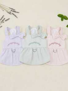 PETSIN 狗狗服装、猫咪服装、动物裙装、宠物春夏新品系列、幼犬连衣裙、公主风百搭连衣裙、条纹印花、小型动物服装、清凉防晒霜 - 彩色 - 查看 1