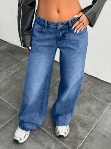 CasuGlow LOW RISE WIDELEG VINTAGE Streetwear WASK Y2K JEAN Everyday Light Blue Autumn - Blue - View 5