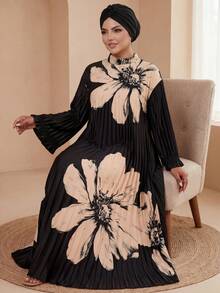 SHEIN Lady CURVE 大码女式休闲宽松长袖连衣裙 - 彩色 - 查看 5