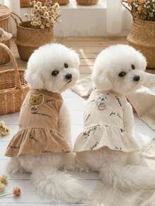 PETSIN 狗狗服装、猫咪服装、动物裙装、宠物春夏新品系列、幼犬连衣裙、公主风百搭连衣裙、条纹印花、小型动物服装、清凉防晒霜 - 彩色 - 查看 2