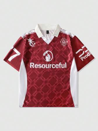 Street Life Chemise polo décontractée à manches courtes avec imprimé lettres pour hommes