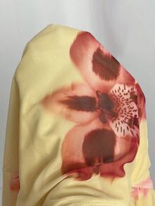 SHEIN BAE Đầm ngắn cổ yếm, viền bèo nhún in hoa dành cho nữ, kiểu dáng đi nghỉ mát. - Hồng - Xem 7