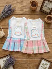 PETSIN 狗狗服装、猫咪服装、动物裙装、宠物春夏新品系列、幼犬连衣裙、公主风百搭连衣裙、条纹印花、小型动物服装、清凉防晒霜 - 彩色 - 查看 1