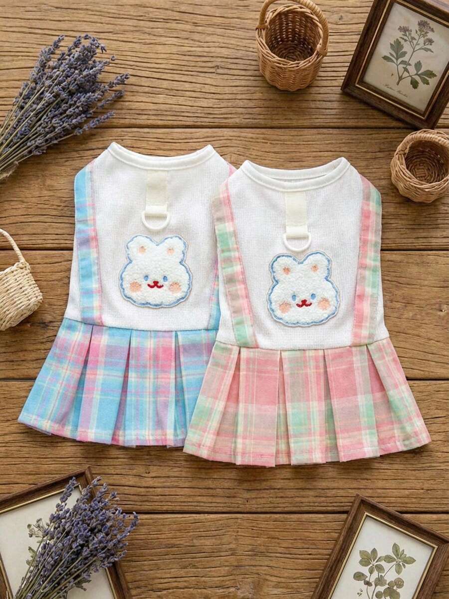 PETSIN 狗狗服装、猫咪服装、动物裙装、宠物春夏新品系列、幼犬连衣裙、公主风百搭连衣裙、条纹印花、小型动物服装、清凉防晒霜 - 彩色 - 查看 1