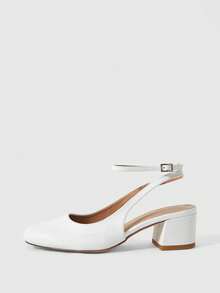 Sleekvia Women Shoes Square Thick Heel Classic High Heels - White - View 2