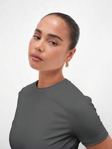 MUSERA ESSENTIALS Camiseta suave y mantecosa, casual, para vacaciones, aeropuerto, días festivos, otoño, vuelta al colegio, invierno, elegante, verano, primavera H1429 - Gris Oscuro - Ver 5