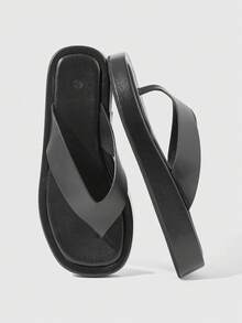 HighSole 女士厚底露趾凉鞋，黑色，柔软舒适，防滑，适合通勤、购物、海滩、音乐节等场合，百搭夏季单品 - 黑色 - 查看 5