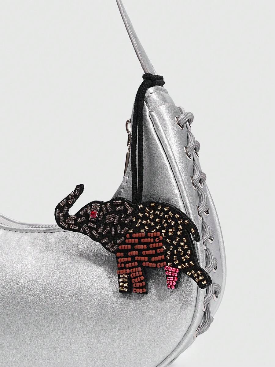 SHECARRY 1pc Stylish Handmade Beaded Elephant Pendant, Elephant Decorative Lanyard - Multicolor 3 - View 1