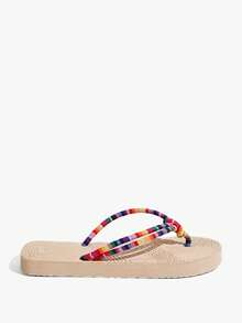 平底夏季时尚休闲百搭女士拖鞋沙滩鞋 - 彩色 - 查看 2