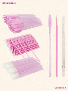 睫毛嫁接套装一次性微型棉签刷，含睫毛刷、唇刷、睫毛膏刷头，睫毛嫁接套装美妆棒套装（黑色）_ 美容及个人护理 - 彩色 - 查看 2