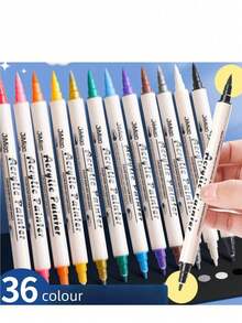 1 Set Acrylic Marker Pen, Colored Paint Marker Pen, Water-Based Double-Tip Pen, Watercolor Pen, Watercolor Oil Painting Pen - Multicolor - View 7