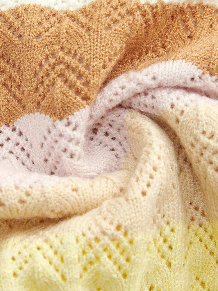 Maglia a maniche lunghe lavorata a maglia aperta a righe con scollo a V, stile vintage primavera estate, stile francese, stile parigino