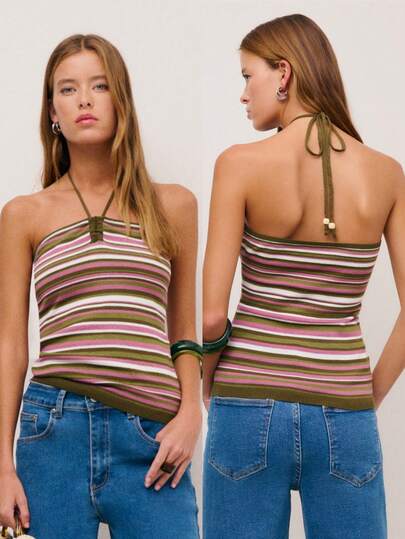 Nöista 女士系领撞色休闲套头针织衫，日常百搭