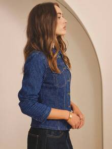 Aralina Winter / Summer Cinched Waist Denim Jacket - Dark Wash - View 8