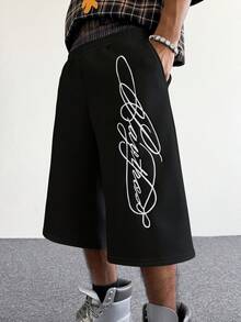 PAVTROS Men's Street-Style Dual Waistband Sweatpants With English Signature Embroidery, Suitable For Outdoor Music Festivals, Casual Outings, Gifts For Boyfriend/Husband, Anniversary Gifts, Light Grey Custom Pants Streetwear Pants Pants For Men Graphic Pants Black Baggy Pants For Men Wide Leg - Multicolor - View 5