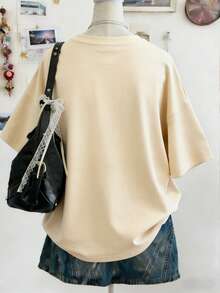 Lalippa Women's Colorful Print Oversized T-Shirt - Apricot - View 2