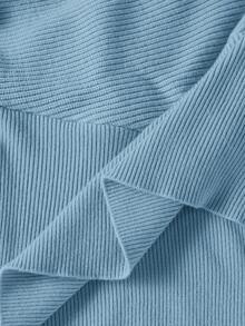 SHEIN 孕妇时尚心形图案蝙蝠袖裹身毛衣 - 藍白色 - 查看 9