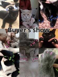 20 piezas Protectores de uñas para mascotas, fundas de garras suaves y transpirables antiarañazos, fáciles de usar, tamaño universal, múltiples colores disponibles, adecuados para gatos y perros. - Multicolor - Ver 3