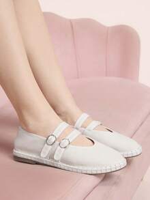 CUCCOO DOLLMOD Giày nữ màu trắng thời trang kiểu Mary Jane mũi tròn, quai kép, thích hợp đi làm, hẹn hò, dự tiệc, mua sắm, đi học, dễ thương, ngọt ngào. - trắng - Xem 4