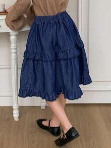 Dazy Kids Tween Girls Denim Princess Skirt, Skirt - Blue - View 2