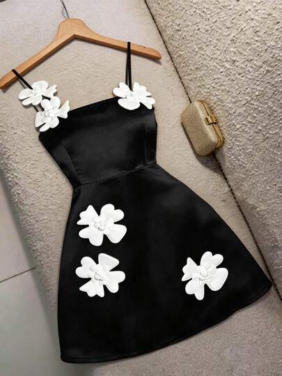 Glamine Charm 百搭时尚都市商务办公通勤情人节约会派对鸡尾酒会连衣裙，休闲海滩日常穿着，优雅印花无袖迷你连衣裙