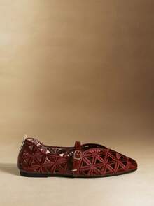 Rosivie Mocassini casual da donna con design a fibbia e aperture - Borgogna 1 - Visualizzare 2