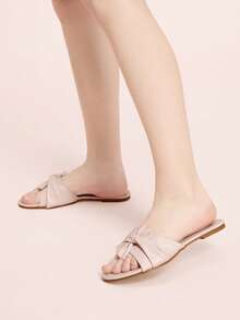 CUCCOO DOLLMOD Ladies Pink Comfortable Flat Sandals, Sweet Style Bow-Soled Sandals Spring Shoes - Pink - View 5