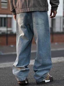 Devon Thys 1件 Hearty Haven 休闲宽松直筒牛仔裤，男女皆宜的街头风（不含腰带或配饰） - 藍色 - 查看 2