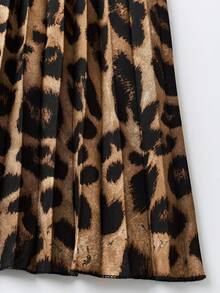 SHEIN PETITE Women's Leopard Print Casual Skirt - Multicolor - View 5