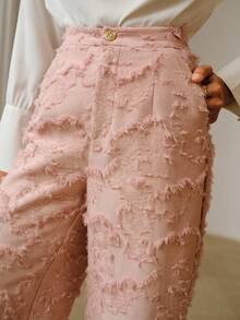 ZEYLAH Pantaloni eleganți din jacquard, cu croi larg, pentru naveta zilnică, primăvară/vară - Roz praf - Vizualizare 2