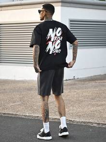 Devon Thys Zhuo Tianxi Men's Summer Casual Snowflake Print Shorts - 黑色 - 查看 4