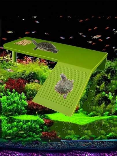 1PC Turtle Resting Platform Basking Dock Climbing Ramp Floating Island With Feeding Tray Turtle Climbing Ladder For Climbing Resting Basking In Sunlight Reptile Amphibian Activity Habitat Platform