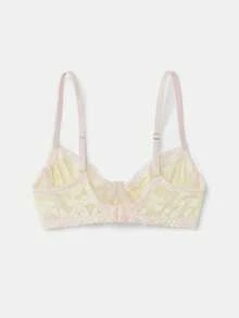 lacRébo Ecru And Pale Pink Lace Underwired Bra Romantic Style French Style Parisian Spring Summer Push Up Bra Lace Bra - Champagne - View 8