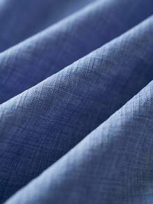 Airaco 男士时尚休闲竹编短袖衬衫套装 - 藍色 - 查看 4