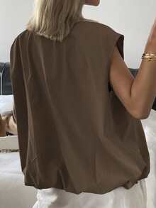 DAZY Summer New Loose Casual Sleeveless Vest, Business Casual Style For Women - Coffee Brown - View 2