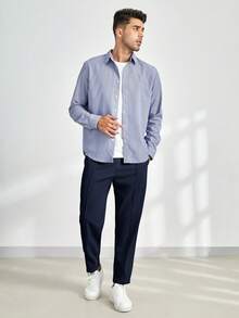 Manfinity VCAY Pantalones con bolsillos en ángulo para hombre, otoño - Azul Marino - Ver 3