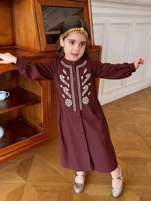 DAZY Girls (Toddler) Casual Dress, Autumn - Burgundy - View 3