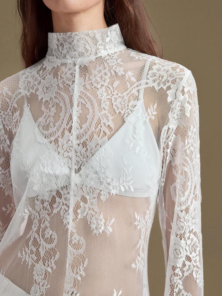 2026SS New Arrival, Suitable For 5-15°C, Layering, Modern Urban Style, White Lace Fabric, Waist-Cinched Fitted Silhouette, Women's Long Dress, Elegant Versatile Daily Wear, New Apparel Party Dress, Women's Spring Summer Dress, Women's Holiday Beach Outfit, Women's Office Outfit