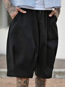 Devon Thys Men's Black Retro Casual Loose Fit Versatile Summer Cargo Shorts - Black - View 3