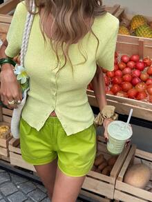 Selianne Women's Elegant Short Sleeve Cardigan, Spring/Summer - Green - View 1