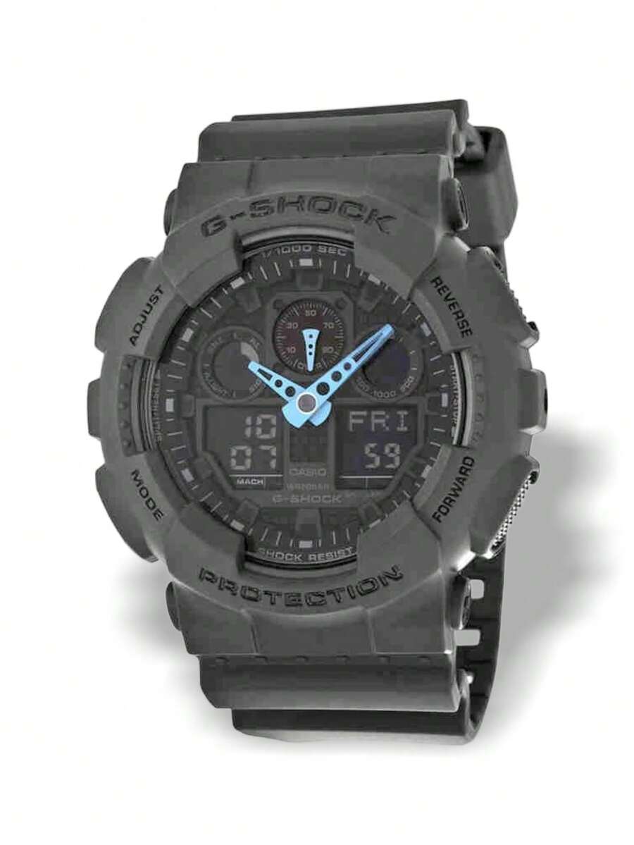 Casio G-Shock Ana-Digi | Men's Watch | Gray | Shock Resistant | 200M Water Resistant | World Time | Stopwatch | 5 Alarms | Countdown Timer | Auto LED Backlight | Rugged Resin Band | GA100C-8ACR - Best Men's Rugged Ana-Digi Watch - Spring Outdoor Sports - Grey - View 1