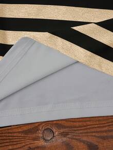 Lalippa Camiseta corta de mujer casual de cuello redondo a rayas - Albaricoque - Ver 4