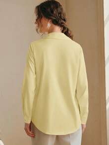 Women's New Spring/Summer Long Sleeve Pink Embroidered Rhinestone Butterfly Elegant Luxurious Blouse, Delicate Shirt, Pink Ladies Shirt, Pink Top - Yellow - View 3