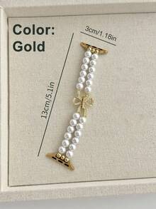 Teckwe 1. An Elegant Pearl Bow-Style Women's Wristband Suitable For Smartwatches 38/40/41/(S10-11)42mm. Fashionable Premium Women's Smart Wristband. - Multicolor - View 12