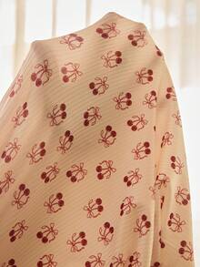 SHEIN Bộ đồ ngủ nữ ôm sát cổ chữ V, cài cúc, in hình quả anh đào - Nhiều màu - Xem 8